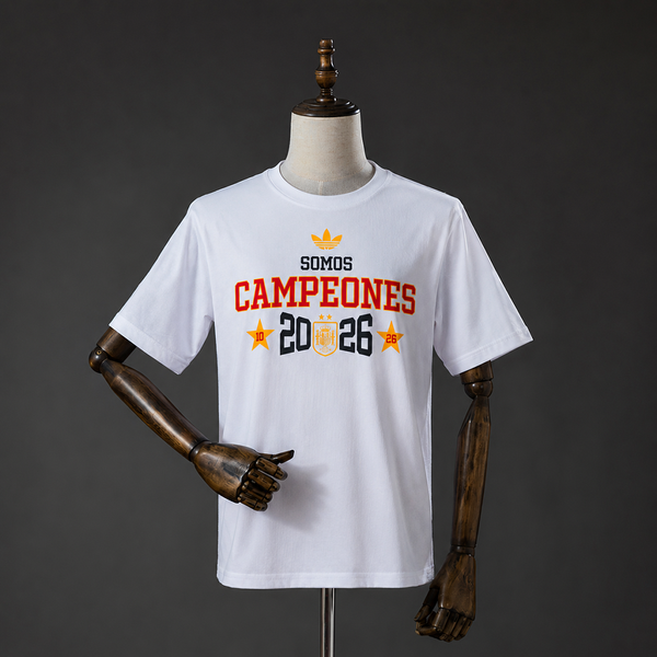 Camiseta España "We Are Champions" 2026 – Blanca (Modelo 2)