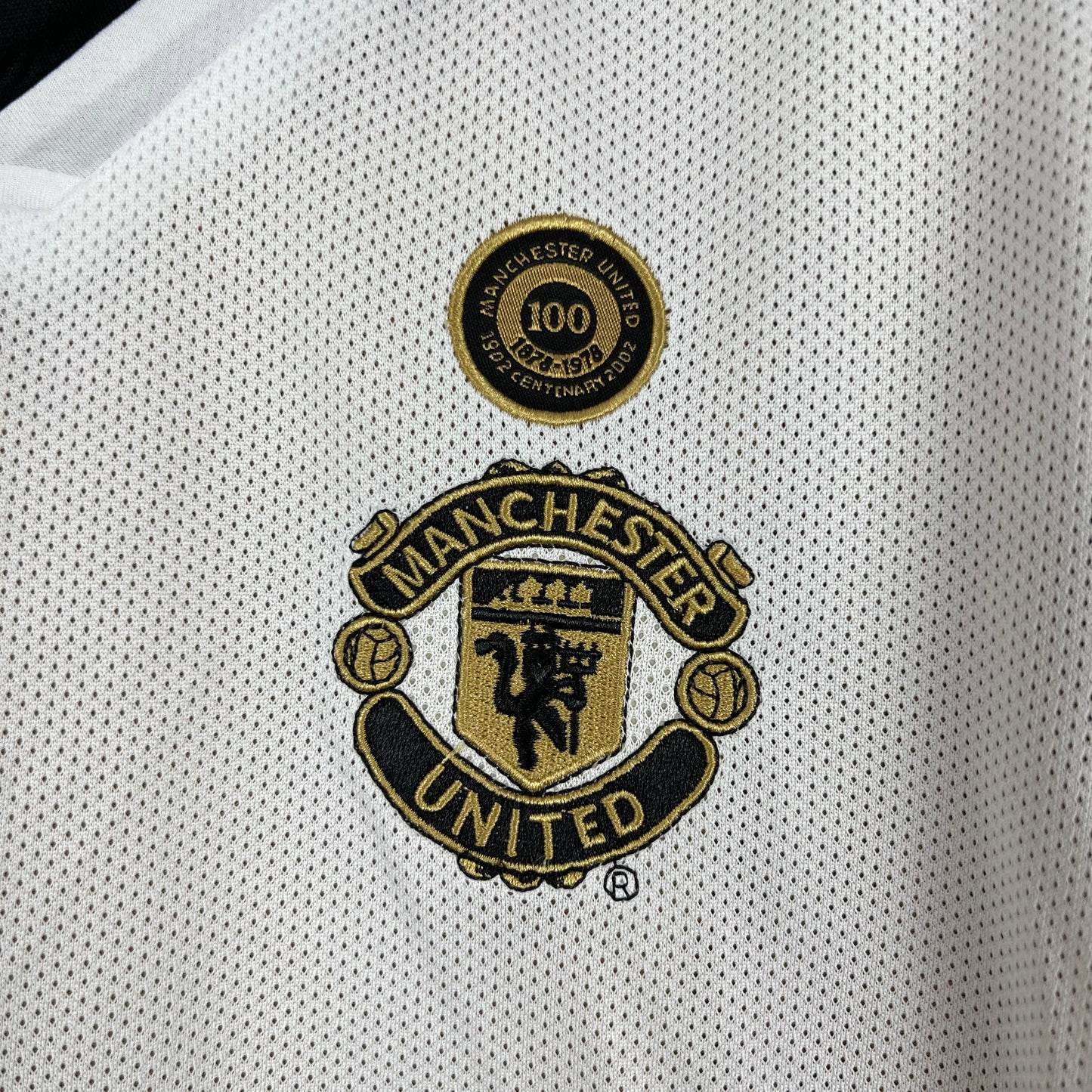 Retro Manchester United 01-02 100 aniversario Blanco (Manga Larga)